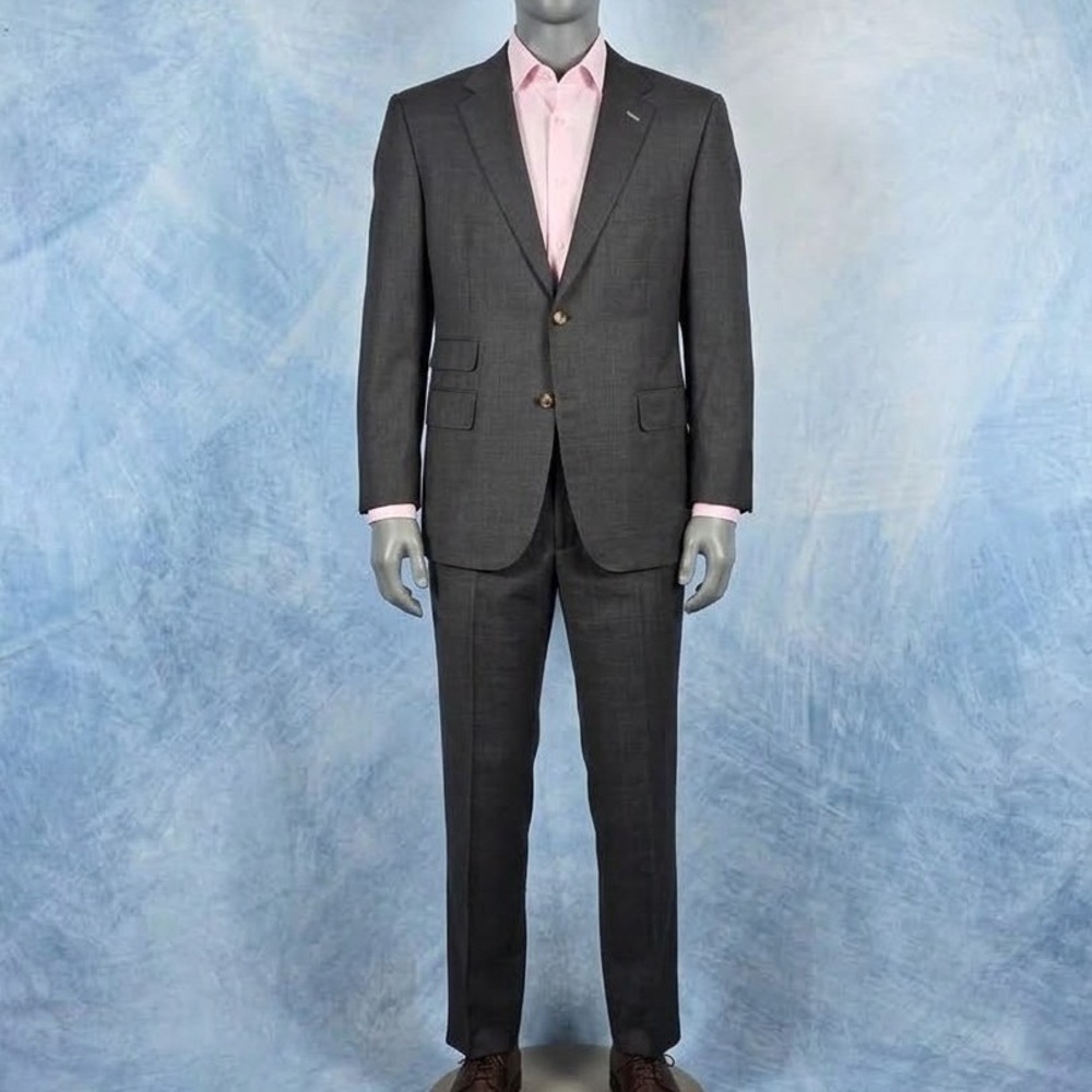 Balani Custom Suit Mens Charcoal Gray Vitale Barberis Canonico Super 150s Wool